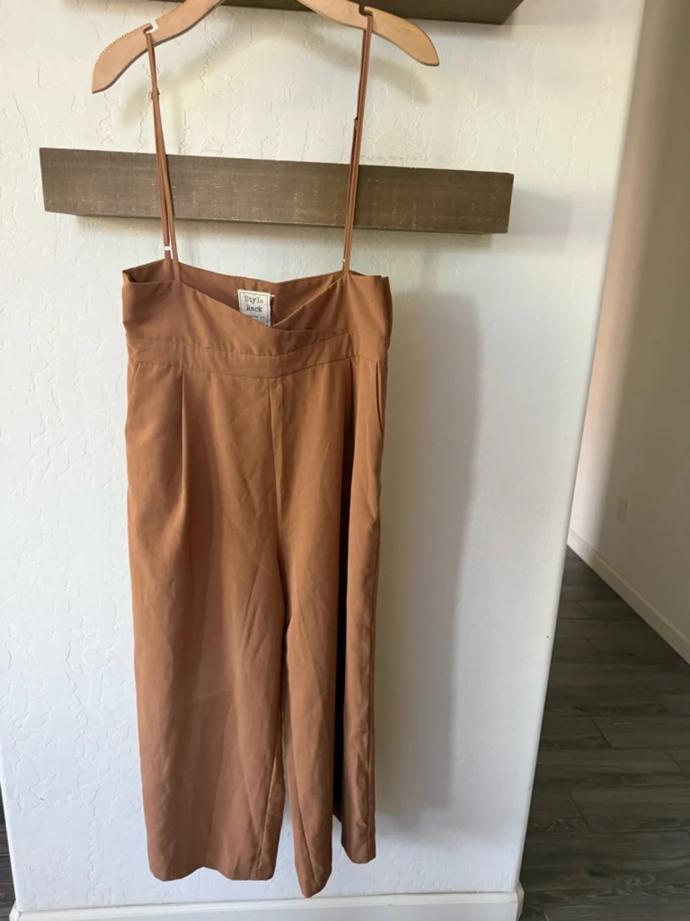 Style Rack|Rust-Brown Wide-Leg Jumpsuit with Spaghetti Straps,overalls•••LARGE - Picture 5 of 10